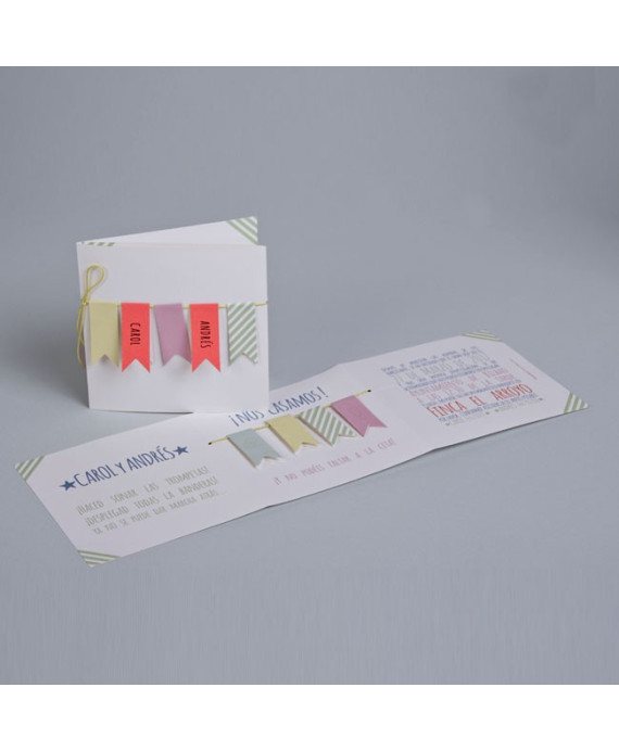 Invitación de boda tendedero nombres