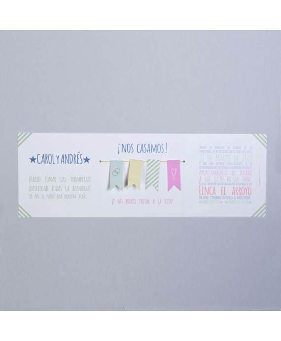 Invitación de boda tendedero nombres