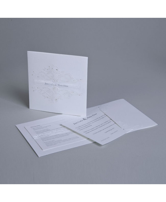 Invitación de boda portada tribal blanca