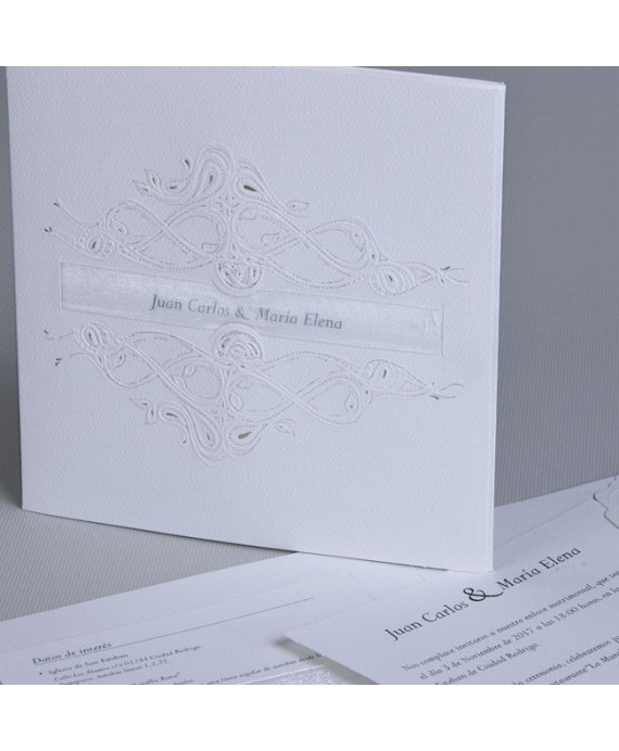 Invitación de boda portada tribal blanca