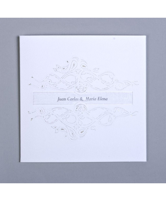 Invitación de boda portada tribal blanca