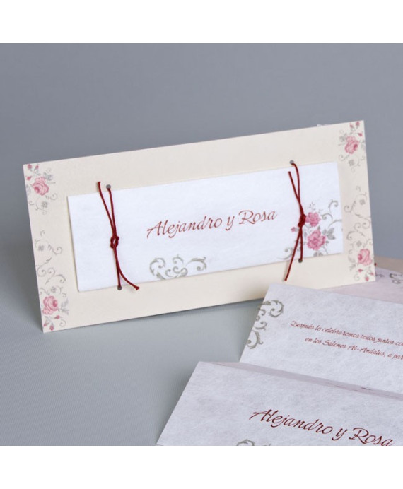Invitación de boda Ginza rosas claras