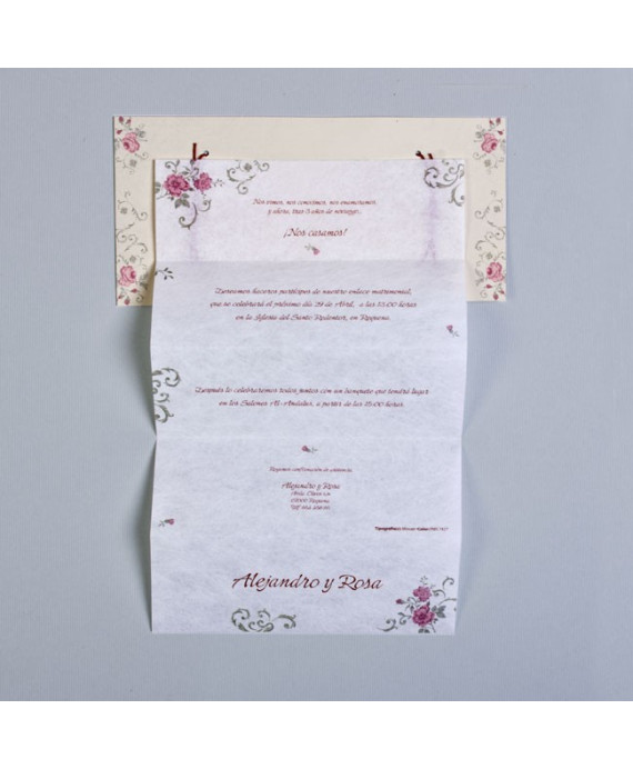 Invitación de boda Ginza rosas claras