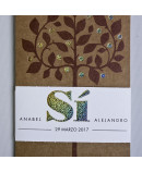 Invitación de boda arbol portada marrón