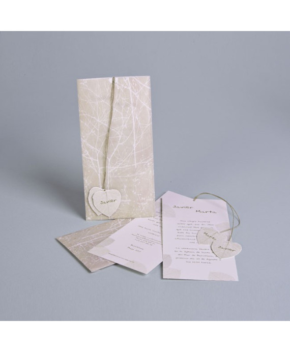 Invitación de boda tronco y hojas