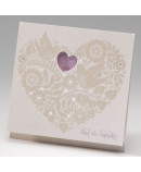 Invitación de boda corazón palomas