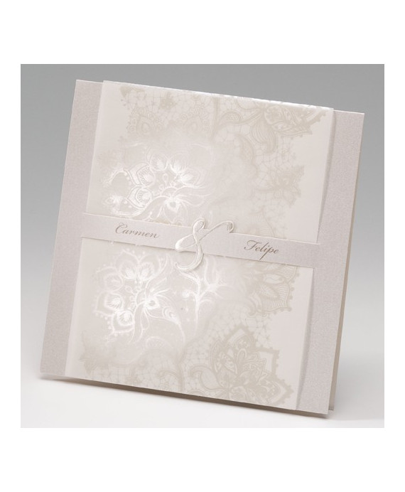 Invitación de boda tribal blanco