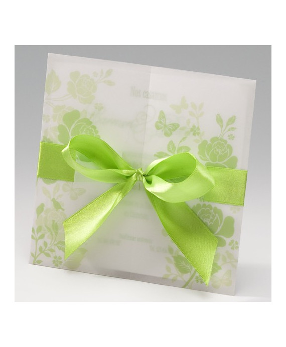 Invitación de boda verdes rosas