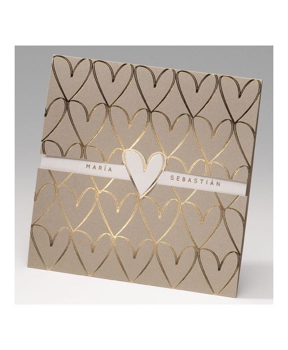 Invitación de boda corazones mosaico