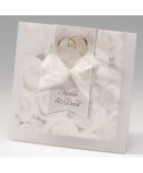 Invitación de boda alianzas y rosas