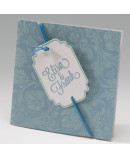 Invitación de boda cartel portada azul