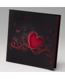Invitación de boda corazón rojo portada negra