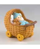 Figura para pastel + hucha cochecito azul